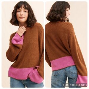 Medium Anthropologie Varley Panama knit pullover sweater copper tan pink